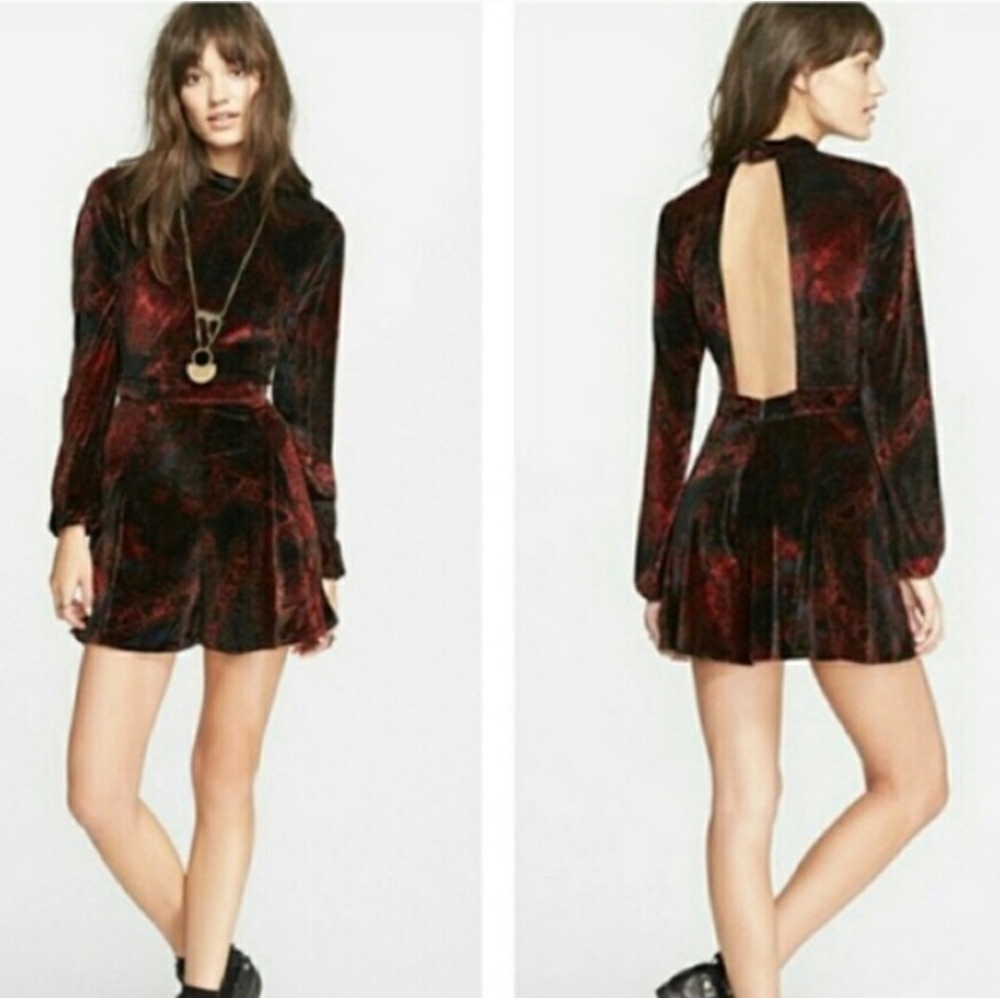 NWOT Free People red and black open back velvet